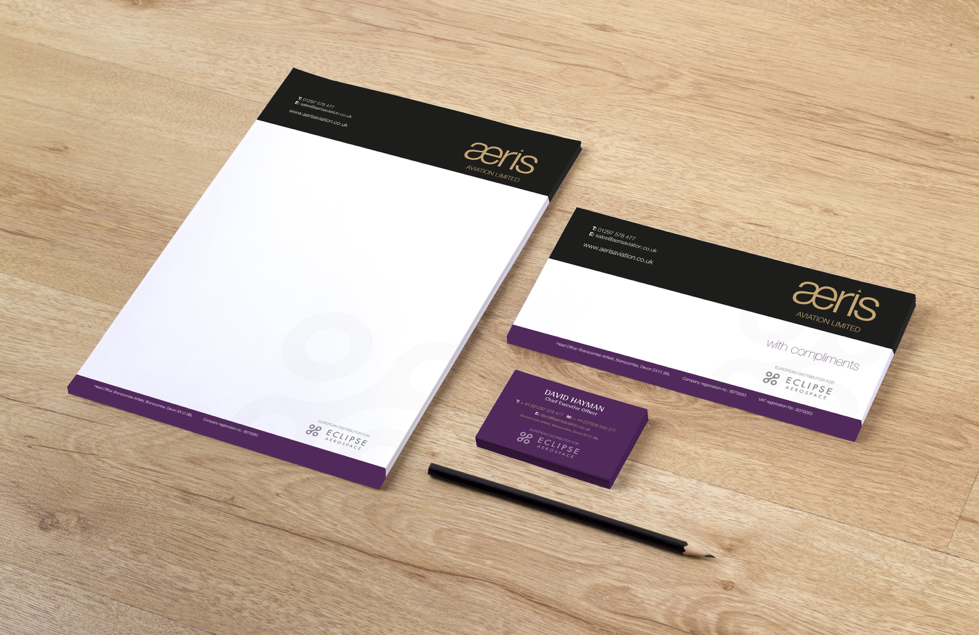 Business stationery on table